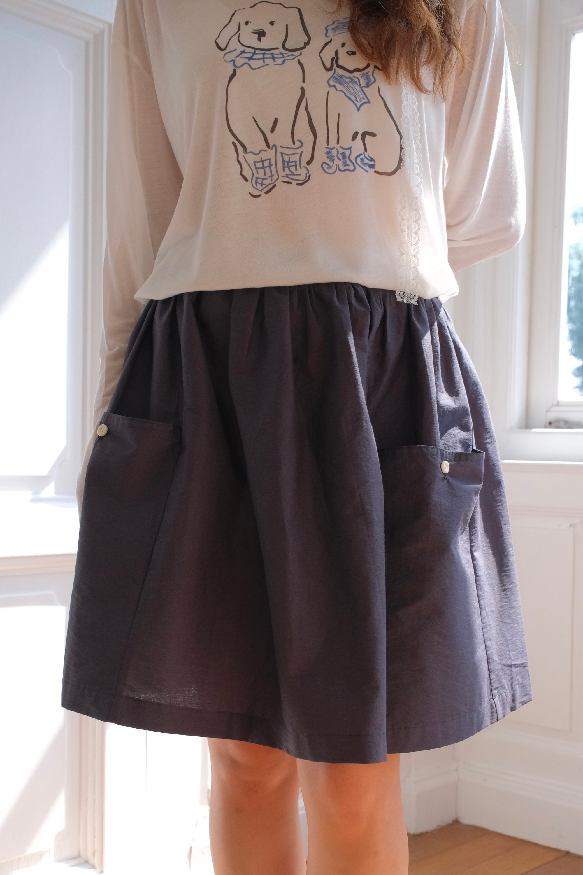 Everyday A-line Pocket Skirt— Navy / White