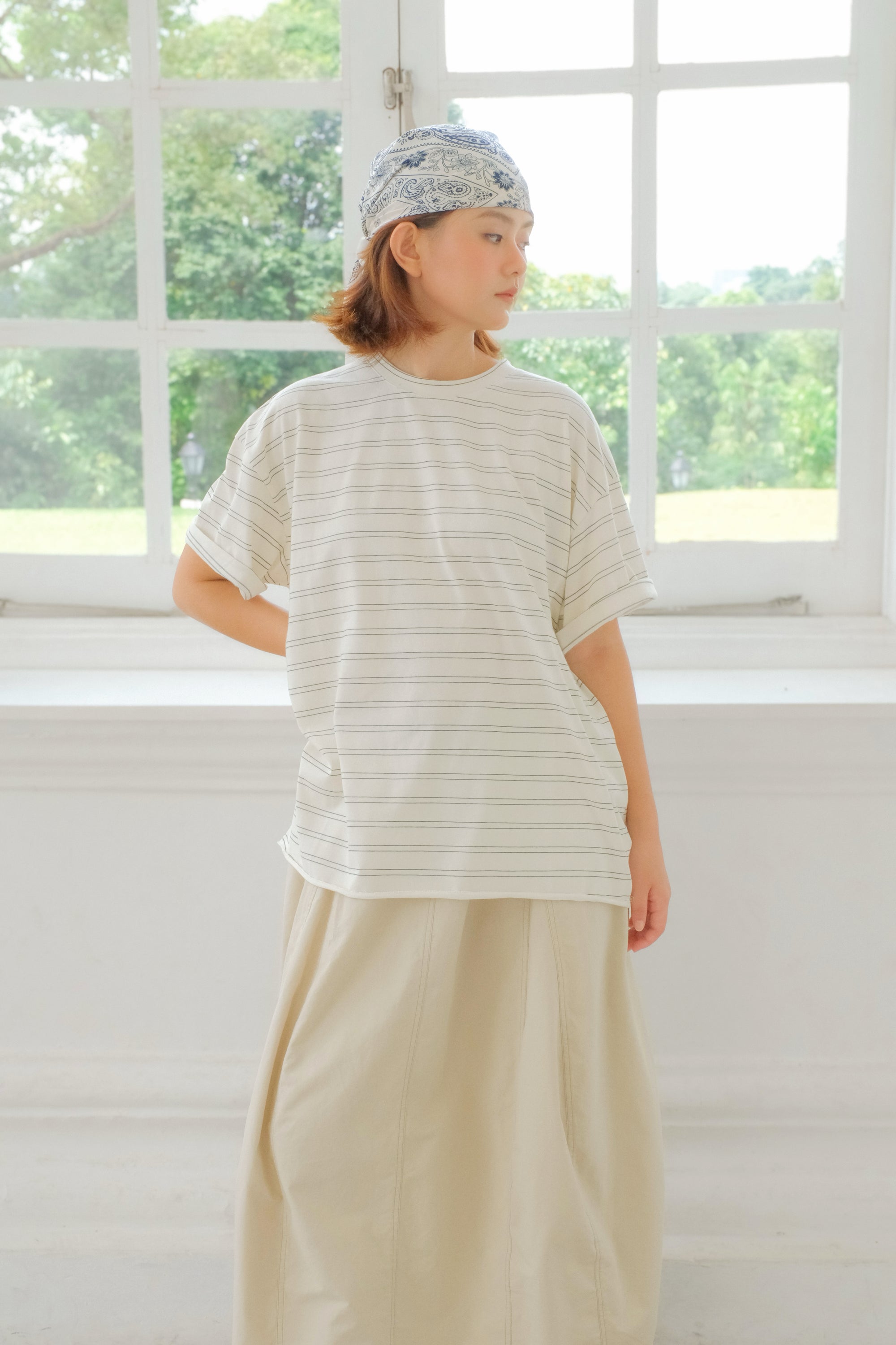 First Frame Stripes Tee — Navy / Cream