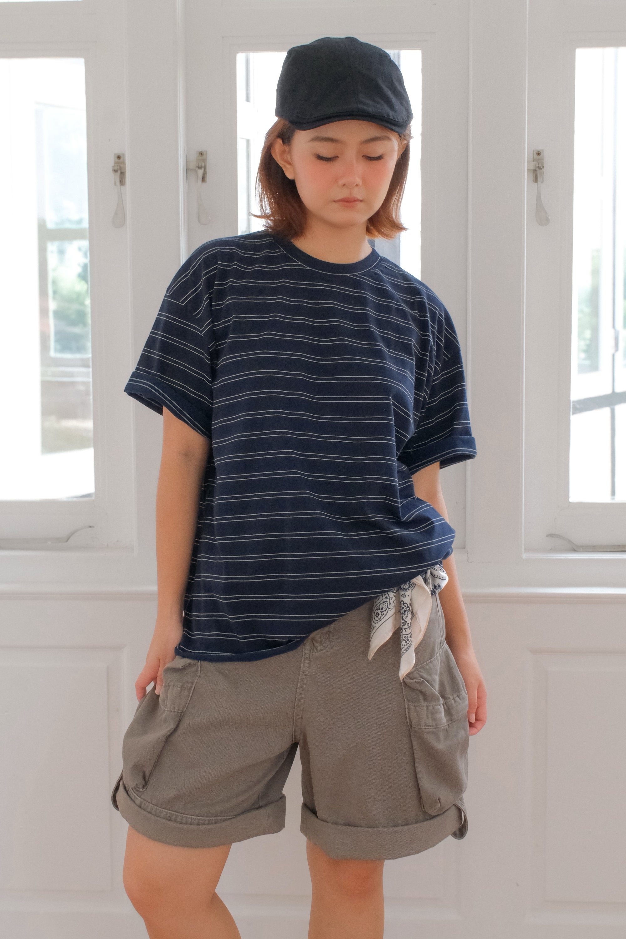 First Frame Stripes Tee — Navy / Cream