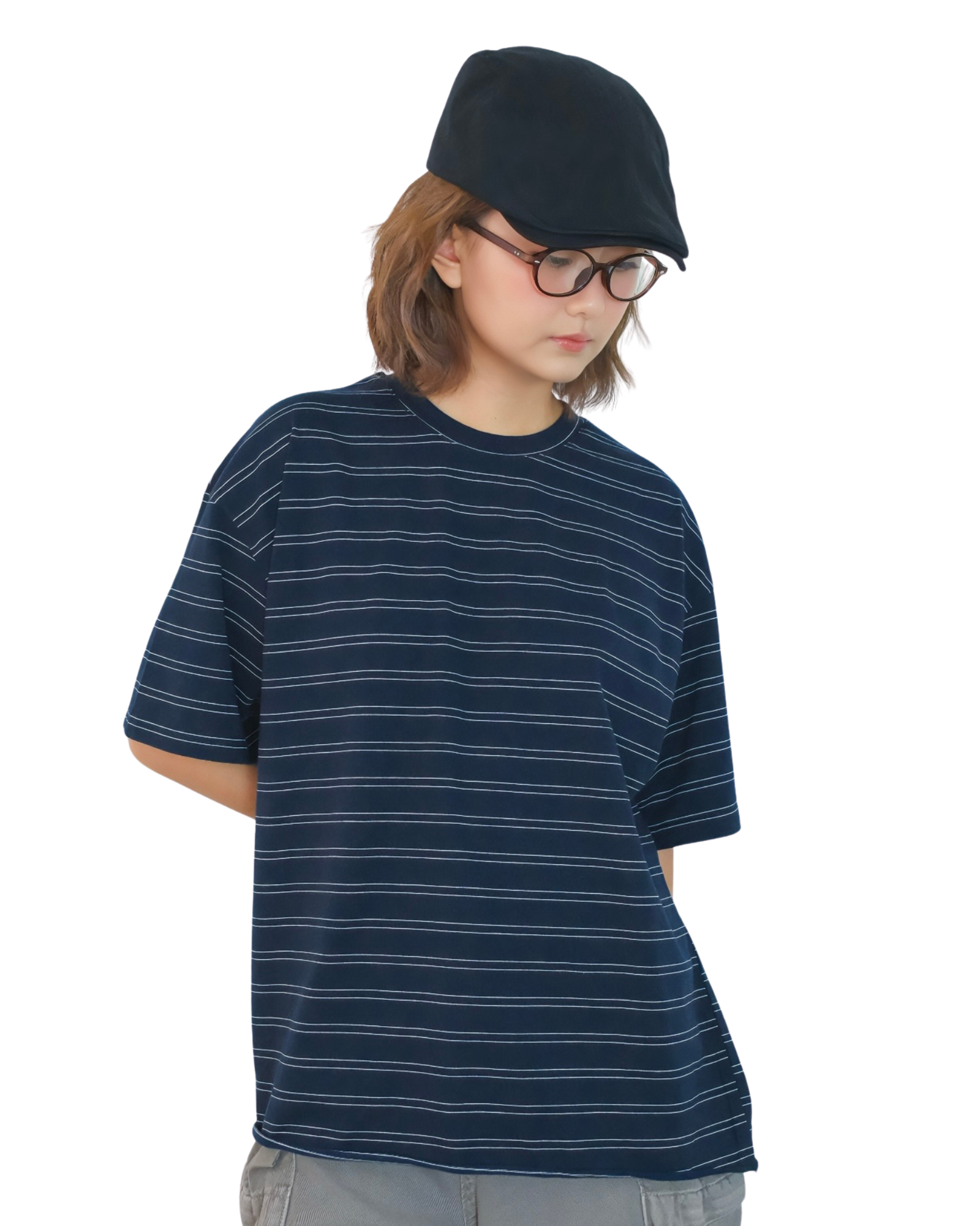 First Frame Stripes Tee — Navy / Cream