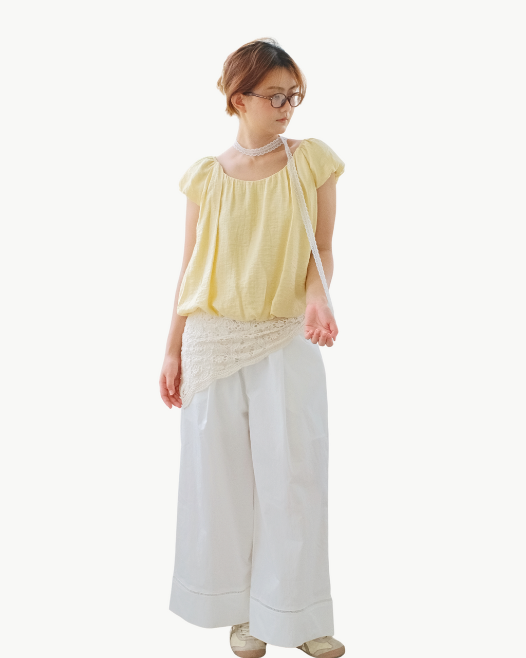 Elastic Hem Puff Top — Baby Yellow