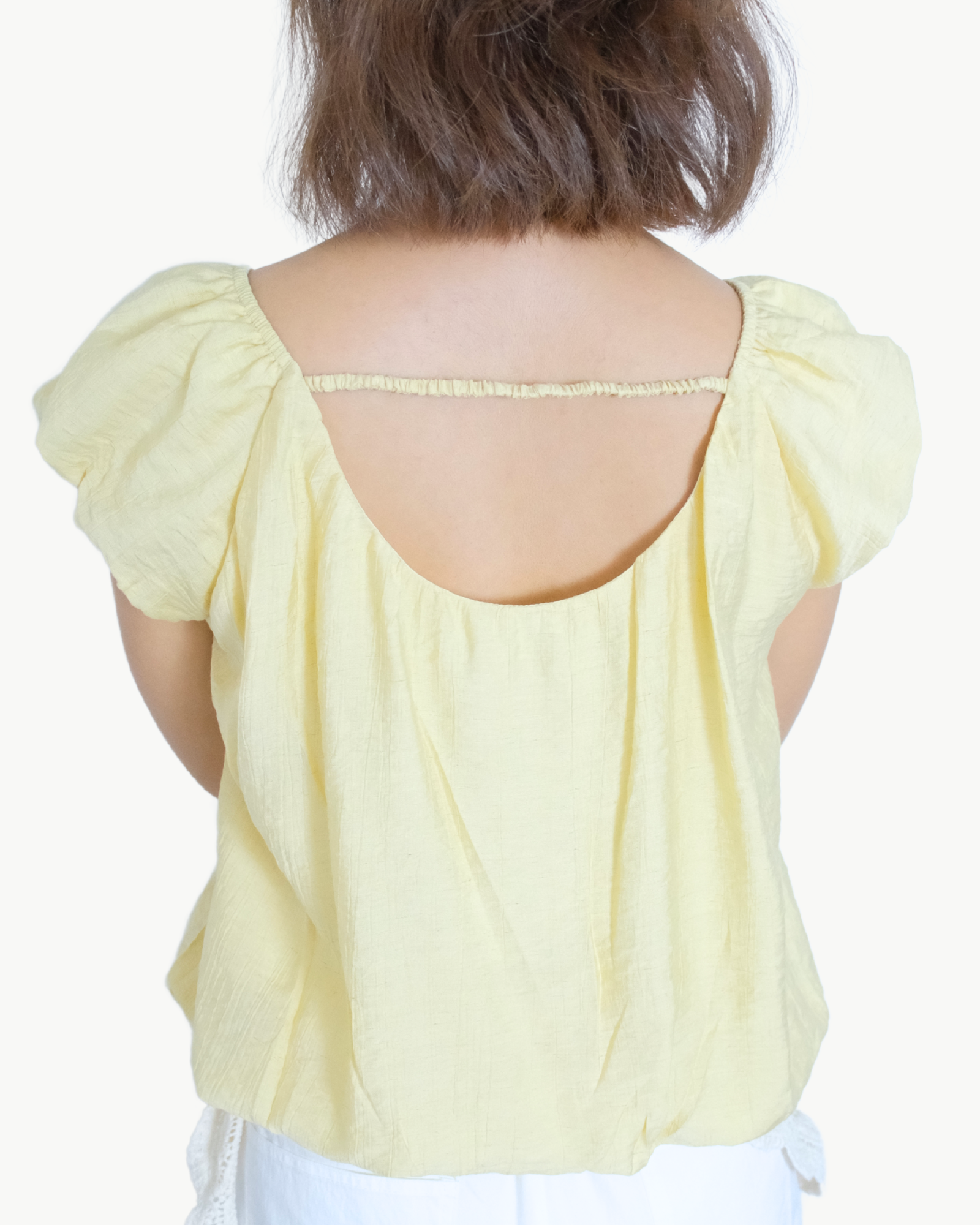 Elastic Hem Puff Top — Baby Yellow
