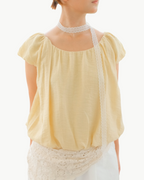 Elastic Hem Puff Top — Baby Yellow