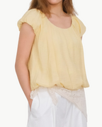 Elastic Hem Puff Top — Baby Yellow
