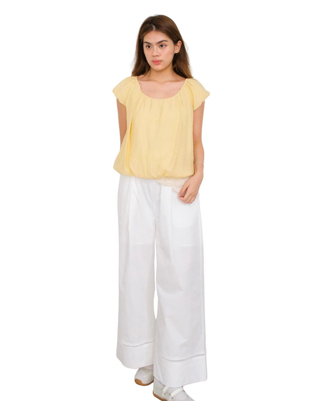 Classic Relaxed Wide-Leg Trousers — White